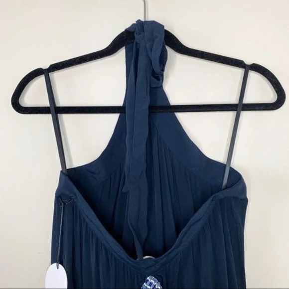 Revolve Tularosa Cory Halter Top Navy Blue Tassels Open Back Embroidered Size XS - Picture 14 of 16